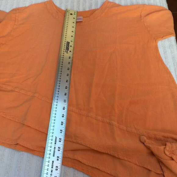 Maria De Guadalajara Womens Textured Asymmetric Tunic Top 3/4 Sleeve Orange - Picture 6 of 6